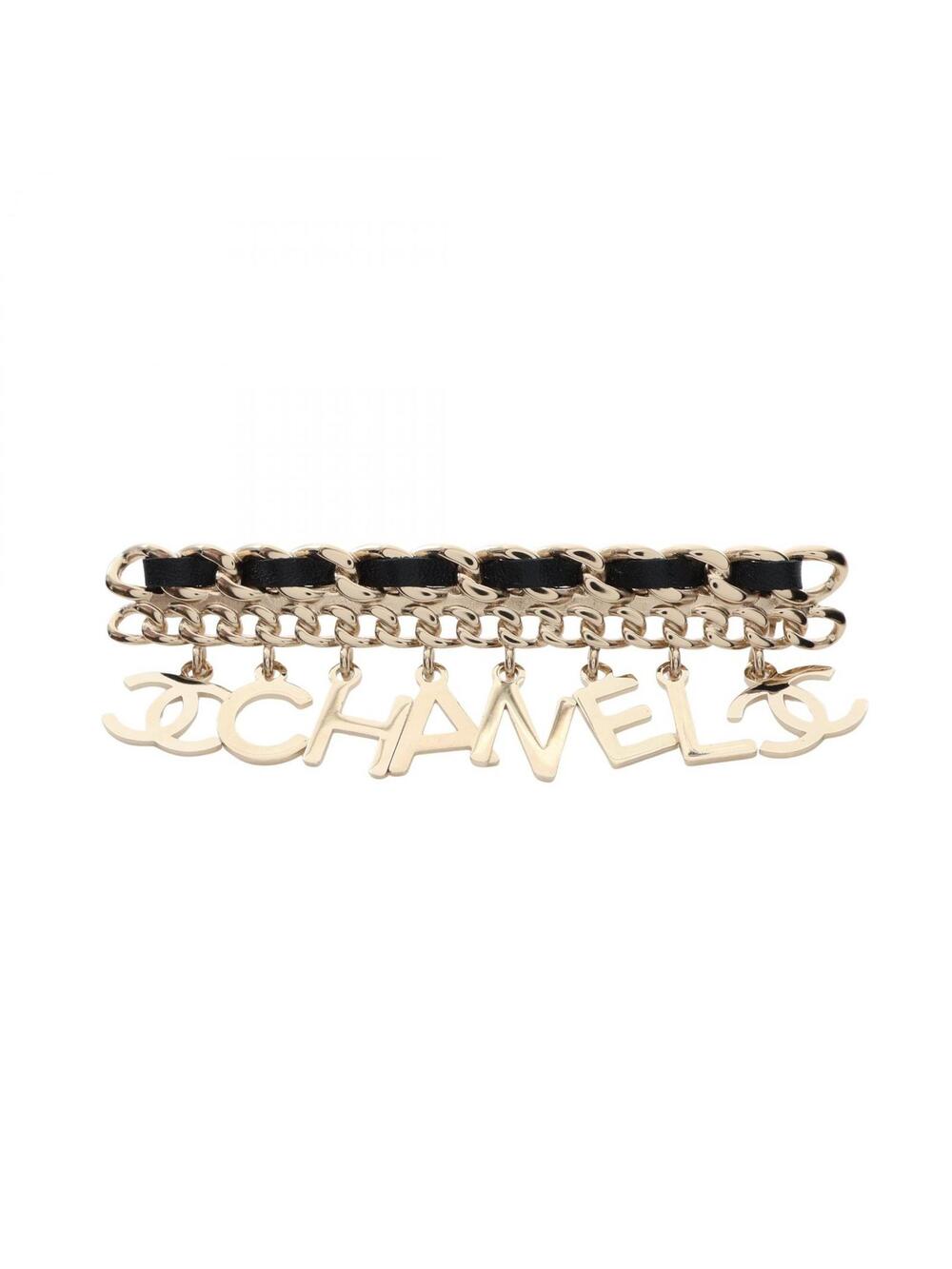 Chanel Logo Chain Brooch Pin Gold #271225C84B